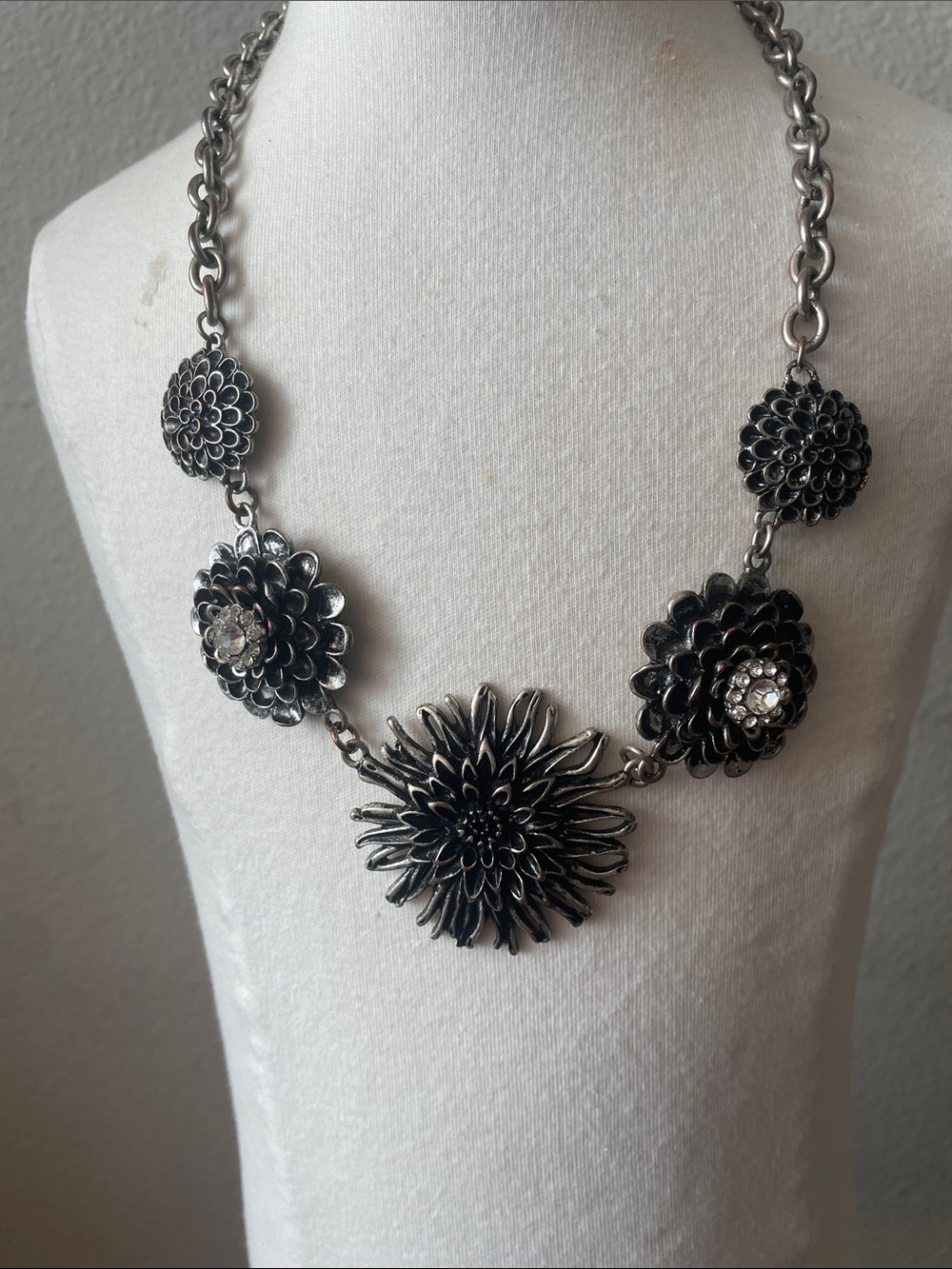 Dimensional spiral flower statement Necklace